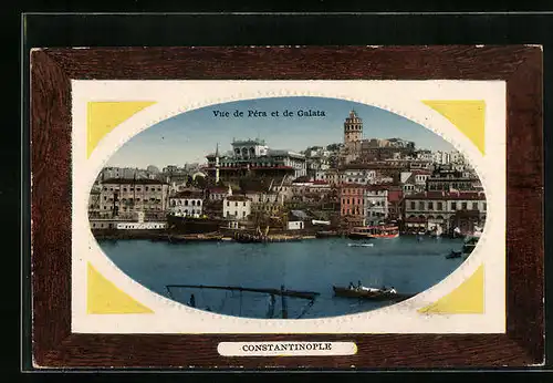 Präge-AK Constantinople, Vue de Péra et de Galata, Passepartout