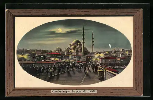Präge-AK Constantinople, Le pont de Galata, Passepartout