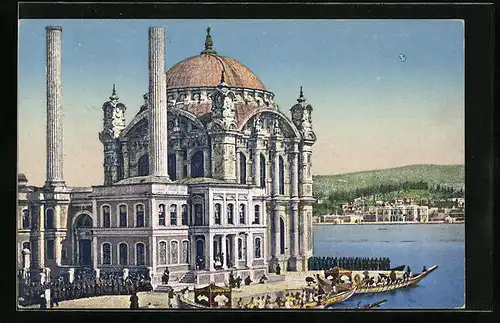 AK Constantinople, Mosquée d`Ortakeui et les caiques du Sultan