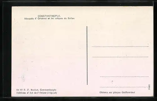 AK Constantinople, Mosquée d`Ortakeui et les caiques du Sultan