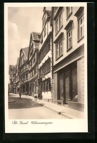 AK Kassel, Alte Häuser in der Wildemannsgasse