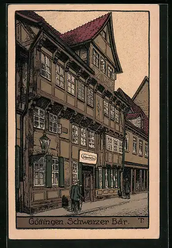 Steindruck-AK Göttingen, Gasthaus Schwarzer Bär