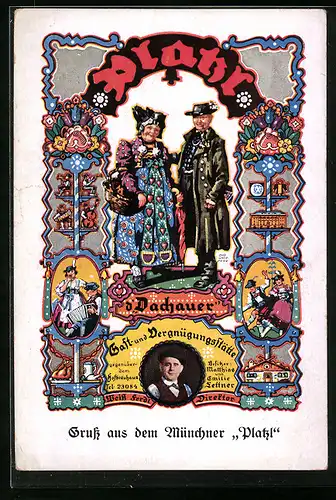 Künstler-AK Otto Obermeier: München, Gasthaus Platzl, d`Dachauer