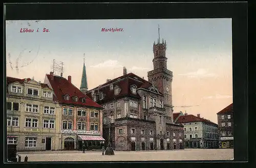 AK Löbau i. Sa., Ansicht des Marktplatzes