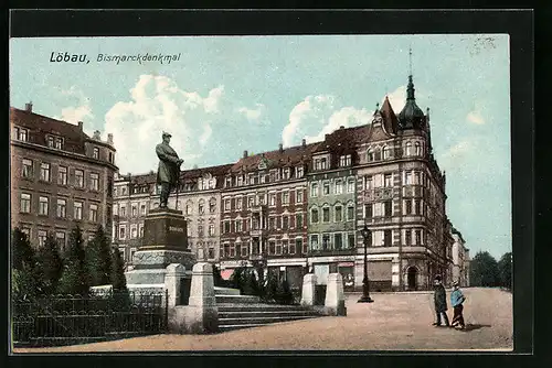 AK Löbau i. Sa., Blick zum Bismarckdenkmal
