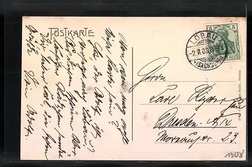 AK Löbau i. Sa., Ortsansicht mit Berg