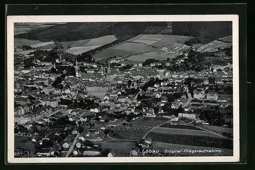 AK Löbau i. Sa., Fliegeraufnahme des Ortes