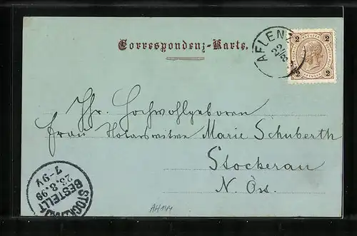 Mondschein-AK Aflenz, Teilansicht mit Kirche gegen Norden