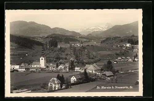 AK St. Marein b. Neumarkt, Totalansicht mit Bergpanorama