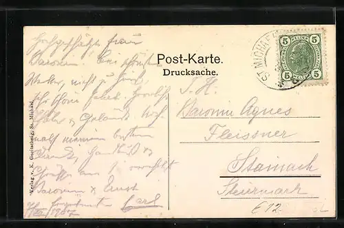 AK St. Michael, Ortsansicht mit Holzstoff-Fabrik