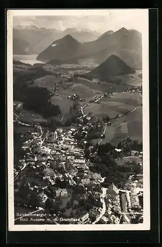 AK Bad Aussee, Fliegeraufnahme des Ortes mit d. Grundlsee