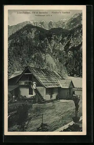 AK Johnsbach, Pircher`s Gasthof mit Bergpanorama