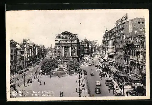 AK Bruxelles, Place de Brouckere, Strassenbahn