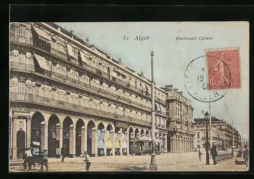 AK Alger, Boulevard Carnot & Strassenbahn