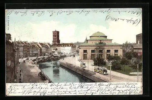 AK Kobenhavn, Thorvaldsens Museum & Strassenbahn