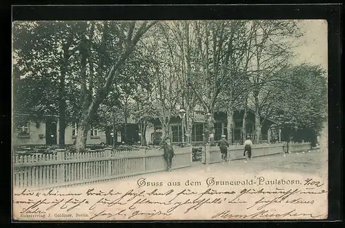 AK Berlin-Grunewald, Gasthaus Paulsborn von der Strasse gesehen