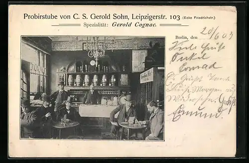 AK Berlin, Gasthaus C.S. Gerold Sohn, Leipziger Strasse 103, Innenansicht