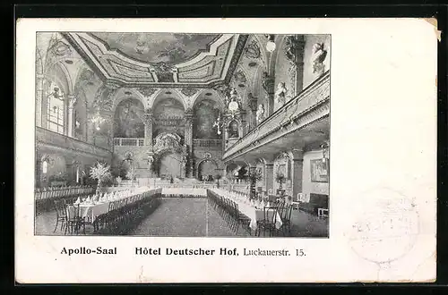 AK Berlin-Kreuzberg, Hotel Deutscher Hof in der Luckauerstrasse 15 - Apollo-Saal