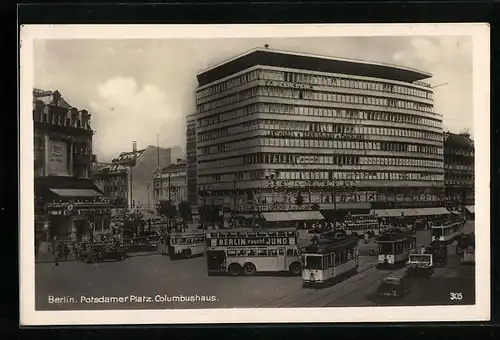 AK Berlin, Columbushaus am Potsdamer Platz aus der Vogelschau