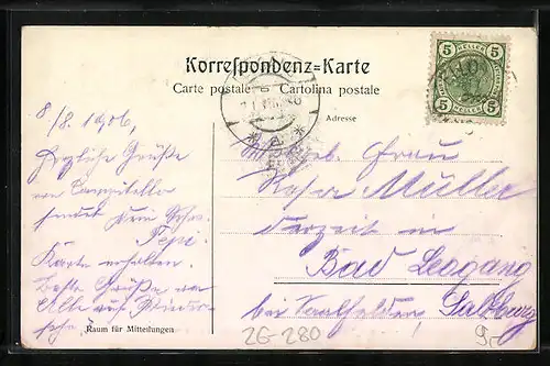 Künstler-AK F.A.C.M. Reisch: Campitello, Ortsansicht mit Langkofelgruppe