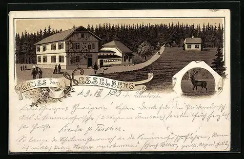 Vorläufer-Lithographie Tambach-Dietharz, 1893, Gasthaus auf dem Nesselberg