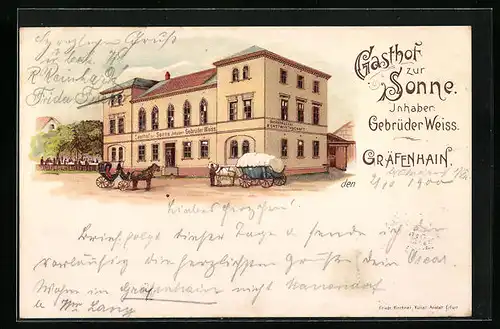Lithographie Gräfenhain, Gasthof zur Sonne