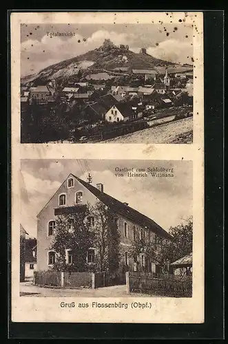 AK Flossenbürg /Obpf., Gasthof zum Schlossberg, Ortsansicht