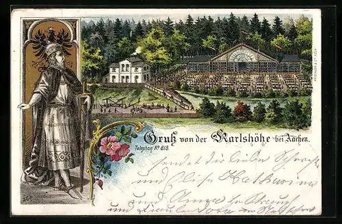 Lithographie Aachen, Gasthaus Karlshöhe