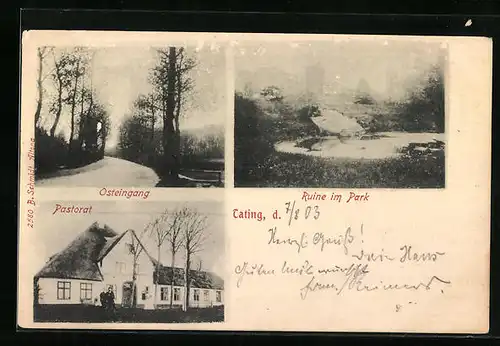 AK Tating, Pastorat, Ruine im Park, Osteingang