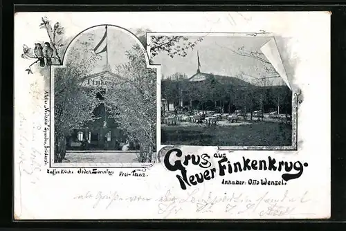 Lithographie Falkensee, Gasthaus Neuer Finkenkrug