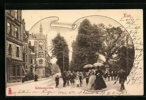 AK Kiel, Schlossgarten mit Strassenpartie