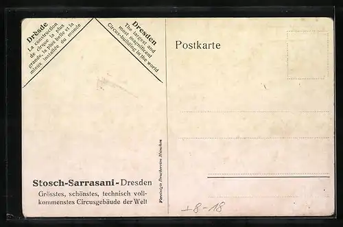 Künstler-AK Dresden-Neustadt, Zirkus Stosch-Sarrasani