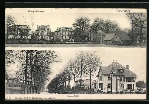 AK Hamburg-Othmarschen, Wrangel-Strasse und Linden-Allee