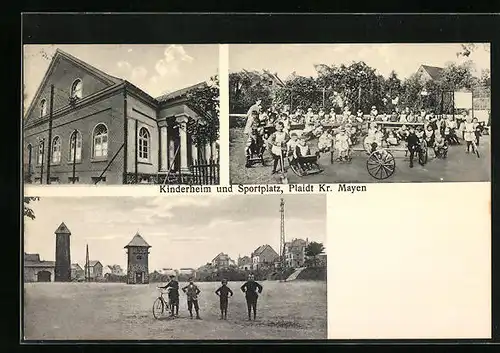 AK Plaidt /Kr. Mayen, Kinderheim und Sportplatz, Gruppenbild im Hof