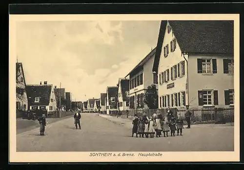 AK Sontheim a. d. Brenz, Hauptstrasse mit Kindern