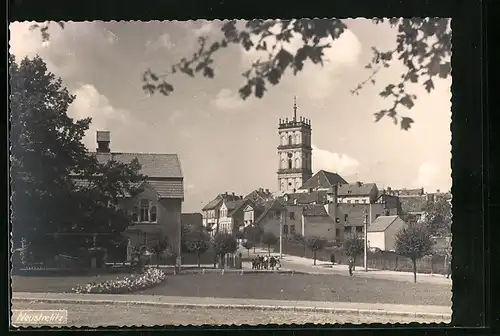 AK Neustrelitz, Ortspartie mit Turm