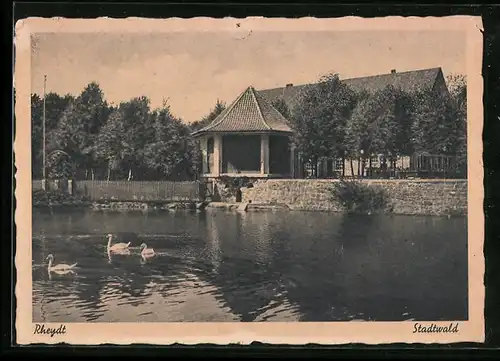 AK Rheydt, Partie im Stadtwald, mit Pavillon