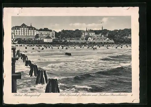 AK Heringsdorf, Hotel Kaiserhof-Atlantic und Kurhaus Strandkasino
