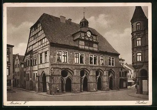 AK Minden i. W., Rathaus mit Strasse