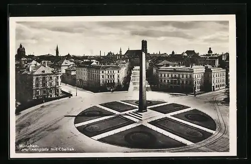 AK München, Karolinenplatz mit Obelisk