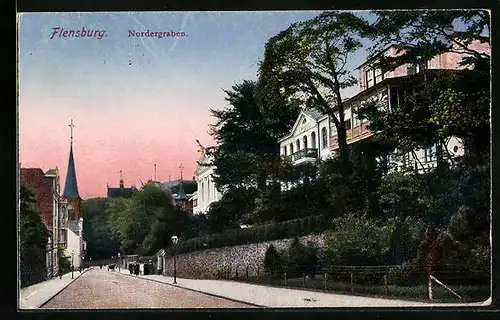 AK Flensburg, Abendstimmung am Nordergraben