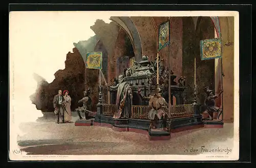 Künstler-AK Heinrich Kley: München, Grabmal Kaiser Ludwigs in der Frauenkirche