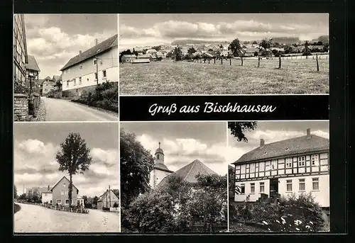 AK Bischhausen, Ortsansicht vom Feld aus, Gasthaus zum Stern