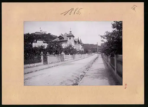 Fotografie Brück & Sohn Meissen, Ansicht Kötzschenbroda, Partie in der Südstrasse mit Villa udn Blick zur Friedensburg