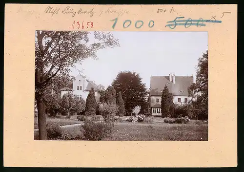 Fotografie Brück & Sohn Meissen, Ansicht Lungkwitz, Blick von der Gartenseite auf den Stift Lungkwirz