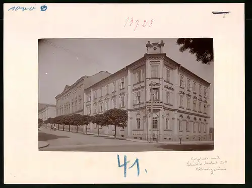 Fotografie Brück & Sohn Meissen, Ansicht Eger, Opitzstrasse mit Lehrer-Bildungs-Anstalt und Mädchenlyzeum