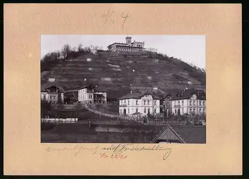 Fotografie Brück & Sohn Meissen, Ansicht Niederlössnitz, Villen mit Blick zur Friedensburg