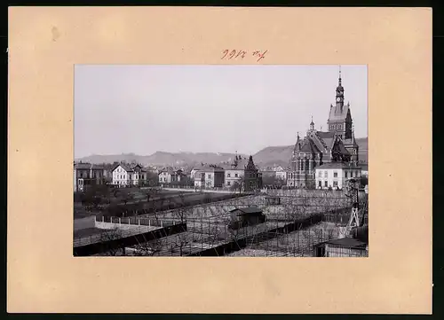 Fotografie Brück & Sohn Meissen, Ansicht Radebeul, Kirchstrasse mit Johann August Möbius, Sonntags Heim und Lutherkirche