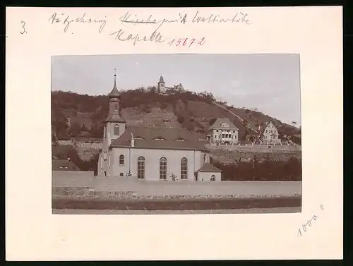 Fotografie Brück & Sohn Meissen, Ansicht Zitzschewig, Landhäuser Mannschatz und Richard Nietzschke, Kapelle, Wettinhöhe