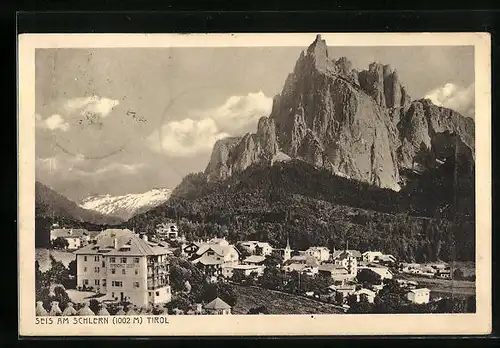 AK Seis am Schlern, Ortsansicht mit Schlern